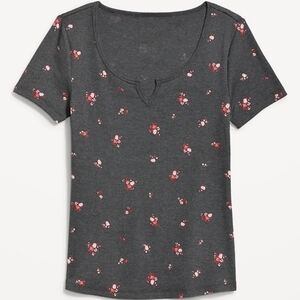 Old Navy Women's Charcoal Floral Tee